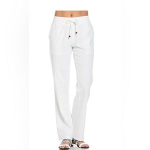 Poplooks Women's Comfy Elastic Waistband Drawstring Linen Pants SMALL